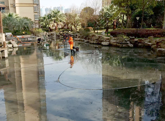 新罗景观池淤泥清理